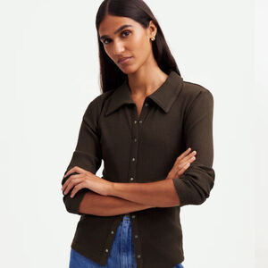 Madewell Brown Snap-Front Cardigan, Small